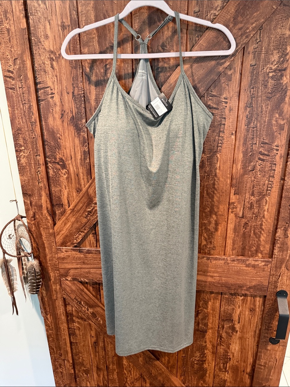 Eddie Bauer Heather Gray Racerback Midi Slip Dress